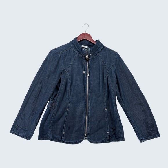 Chico's Jackets & Blazers - Chico's Women's Jacket Est Size M Blue Denim Zip Front Drawstring Utility Casual